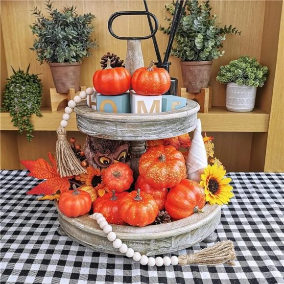 12Pcs Assorted Small Orange Artificial Pumpkins Harvest Decorative Pumpkins Foam - Picture 7 of 7